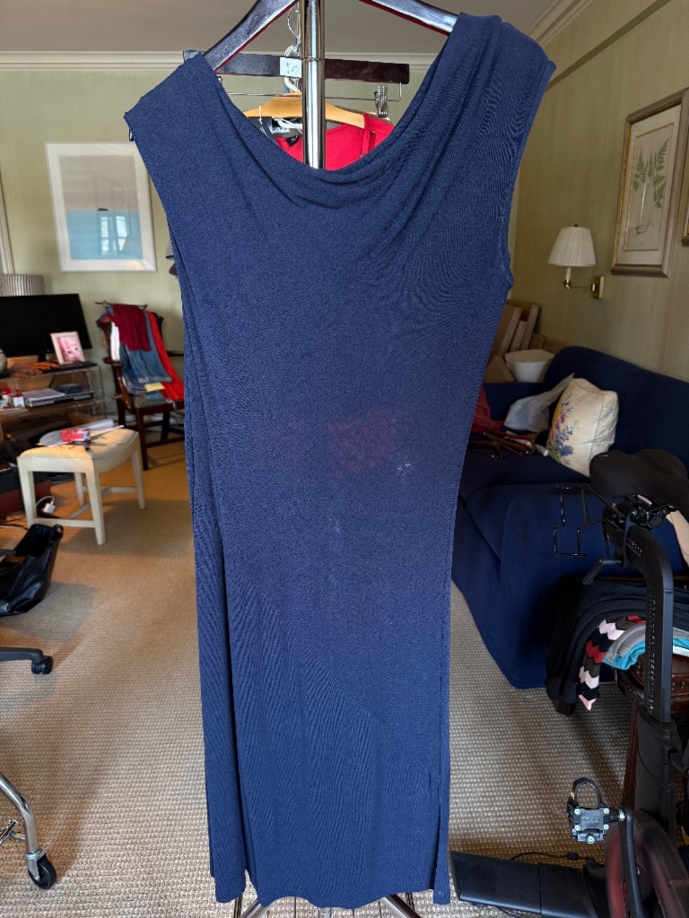 Vintage Navy Draped Column Dress